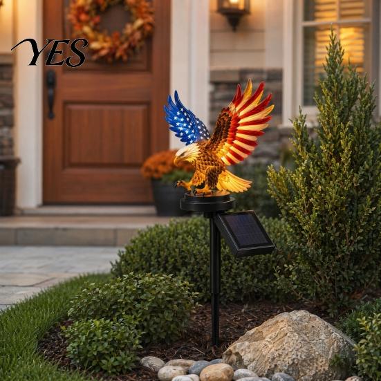 American Flag Solar Light America 250th Anniversary Eagle Garden Light, Patriotic Memorial Day Decor, Outdoor Decoration Powered Stake for 4th of July