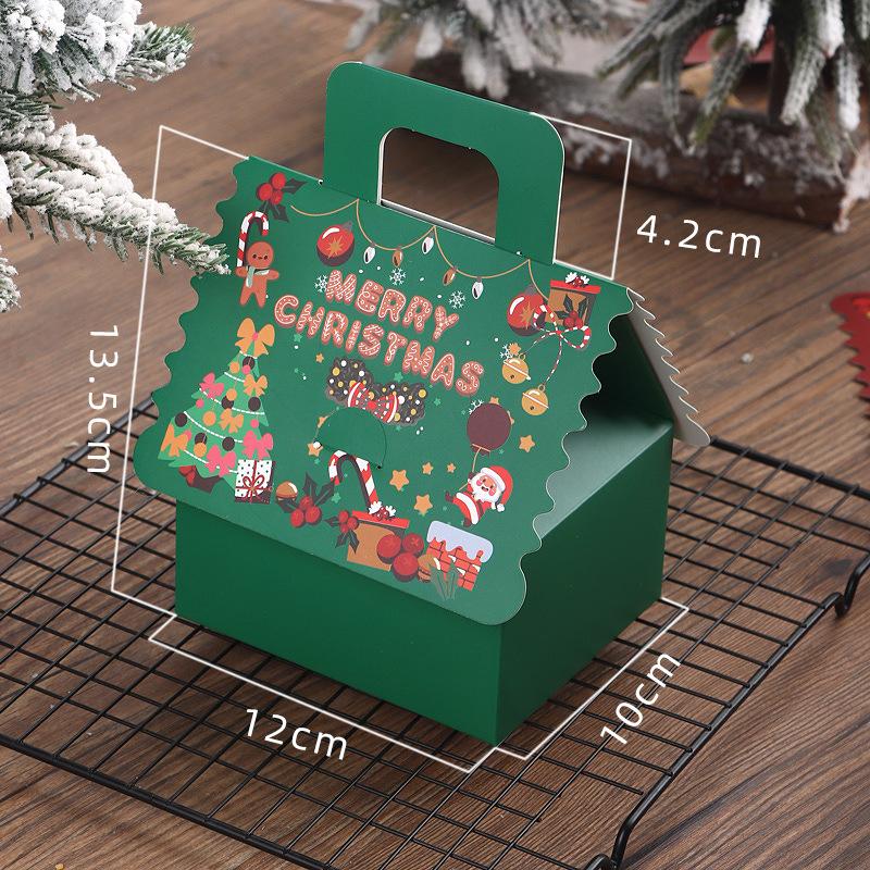 10pcs Christmas Cookie Snack Bag Kraft Paper Packing Box Creative Candy Gift Boxes  for Xmas Party