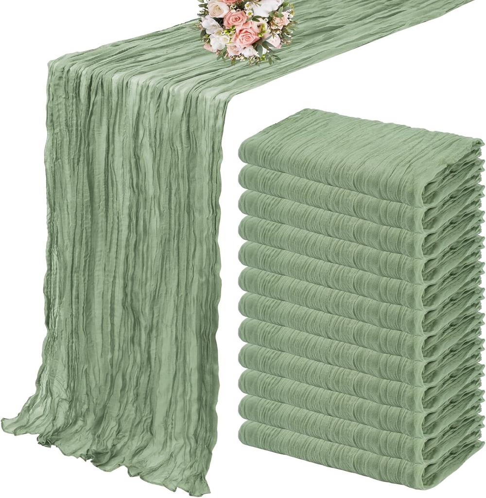 10PCS Terracotta Semi-Sheer Table Runner Gauze Cheesecloth Table Setting Dining Wedding Reception Events Christmas Fall Decor