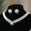 Collana Orecchini Eleganti Perle a Doppio Strato Donna Catene Vintage Classiche Raffinate Per Festa Matrimonio Dama Gioielli Retrò Choker