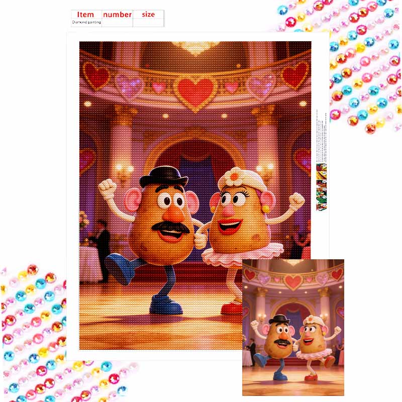 Disney Diamond Painting 5D DIY Mr Mrs Potato Head Home Bedroom Wall Decor Craft Handmade Gift Round 20x30cm
