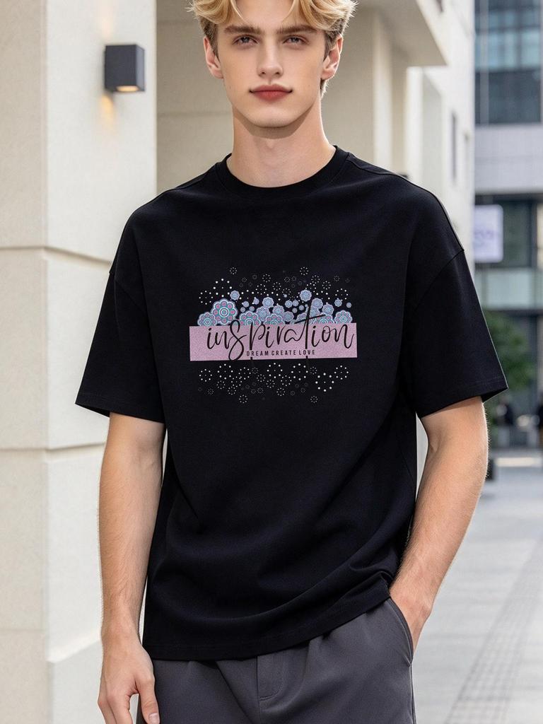 Trendy Casual Print T-shirt Soft Comfortable Short Sleeve All-match Daily Wear Tops for Couple