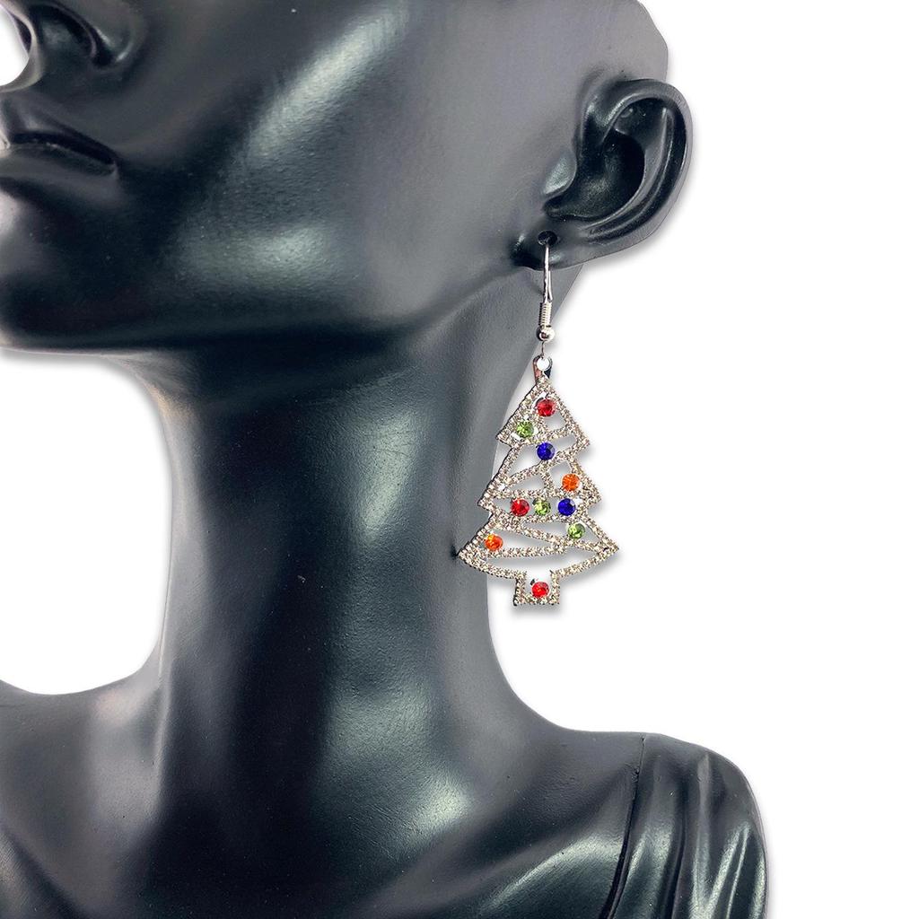 Personalized Rhinestone Christmas Tree Dangle Earrings