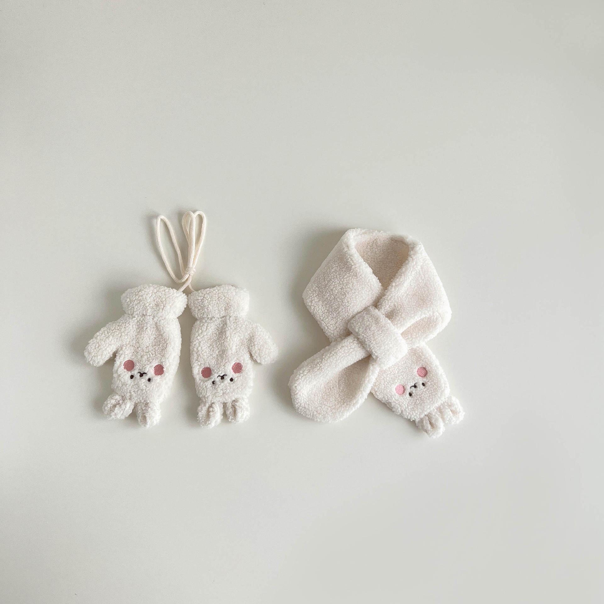 

New Cute Cartoon Plush Gloves & Scarf Set for Children - Plus Velvet, Winter-Ready for Boys and Girls