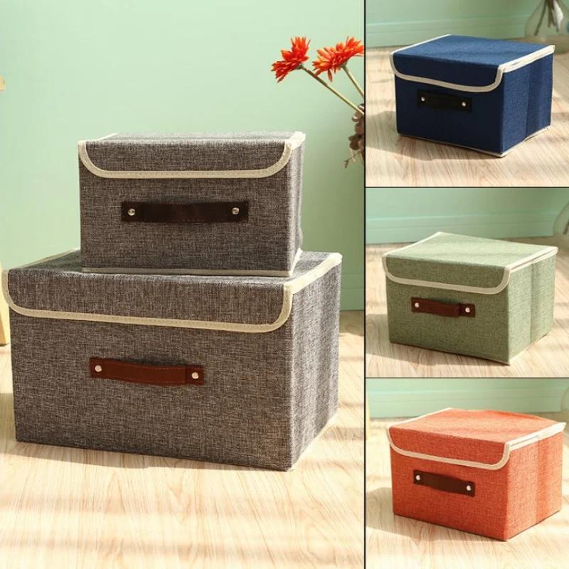 Thicken Storage Boxes Foldable Clothes Box High-quality Cotton and Linen Storage Box with Lid Washable Cloth Storage Boxes
