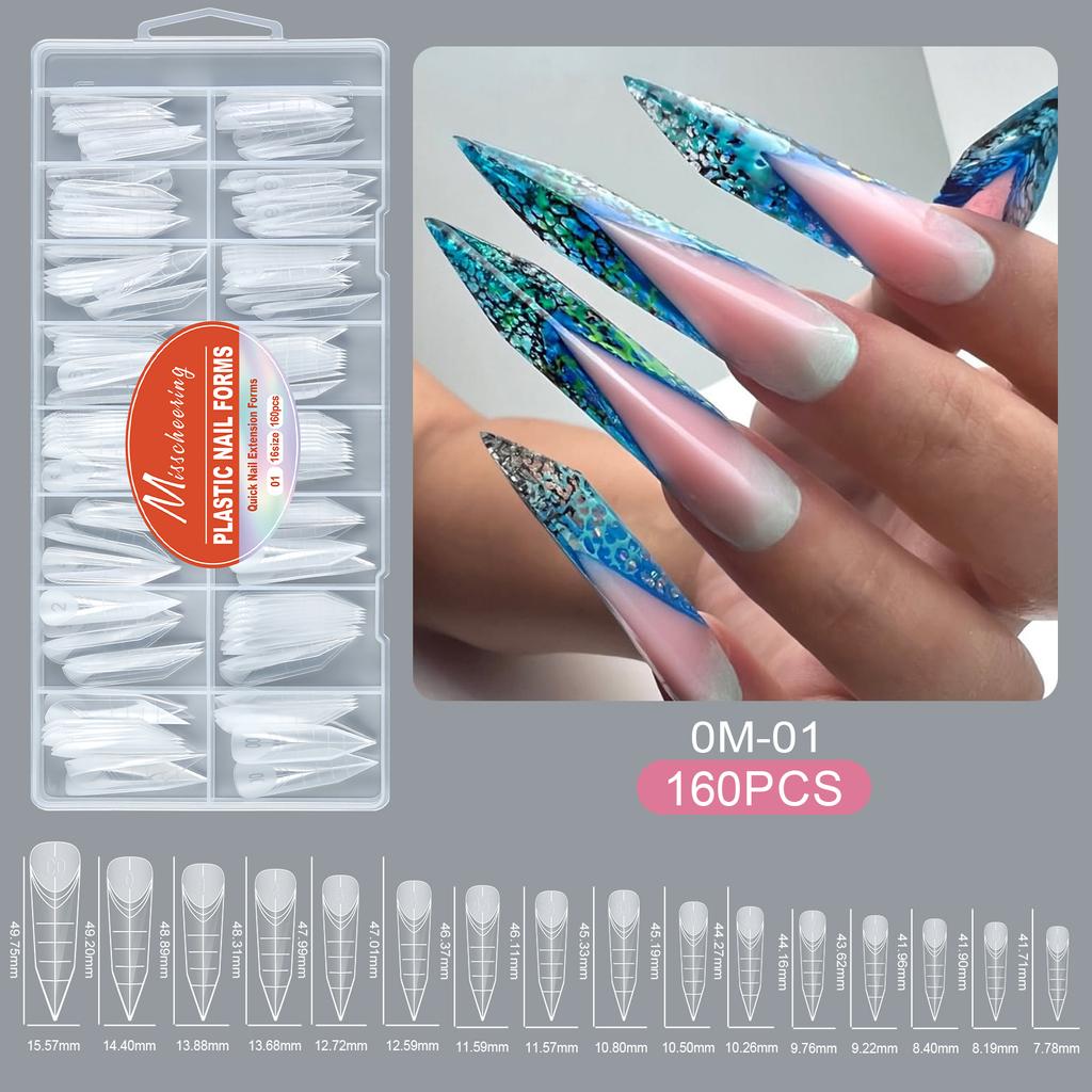 New 160pcs Claw Dual Nail Form False Nail Tips Quick Building Gel Molds Full Cover Fingertips Forms Nails Extension Supplies