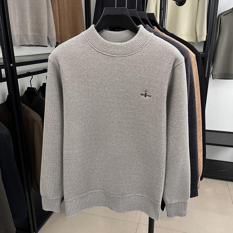 

Мужской зимний пуловер из шерсти хорька с полувысоким воротником на флисовой подкладке M бежевый