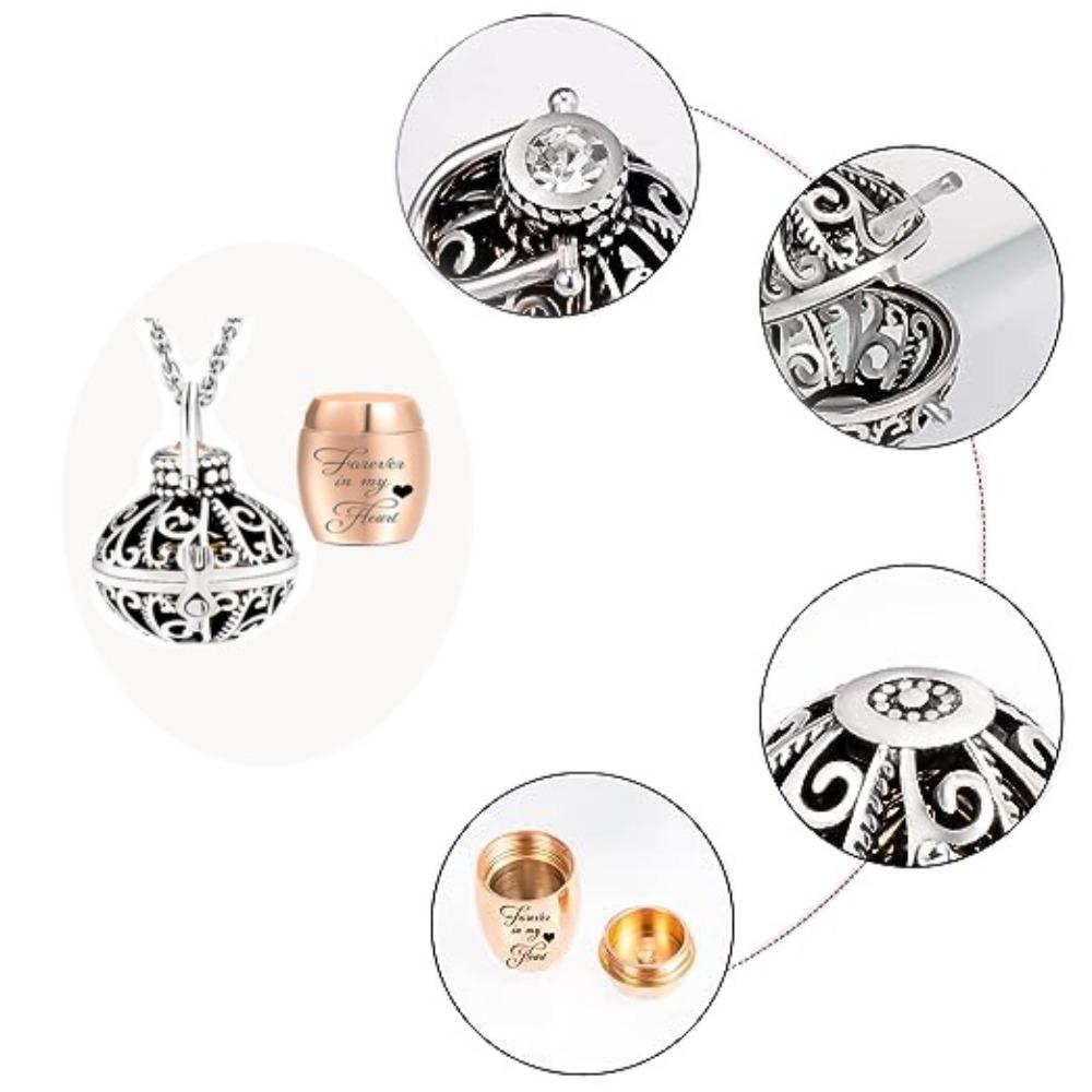 Stainless Steel Bone Ash Pendant Hollow Flower Memorial Locket Pendant  for Human and Pet Ashes