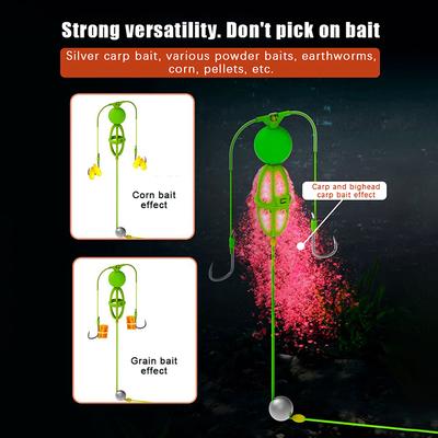 1Pc Bottom Fishing Bait Cage Double Hook For Powder Bait Granules Corn Earthworms Fishing Tackle Accessories