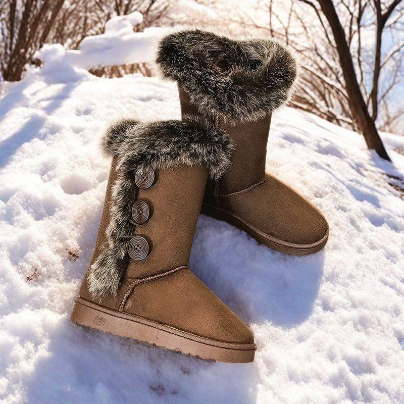 

Женские высокие сапоги для снега - Плоские, Нескользящие, Очень толстые, Теплые, Плюс бархат, Легкие зимние хлопковые ботинки Size 41 (Order One Size Up)