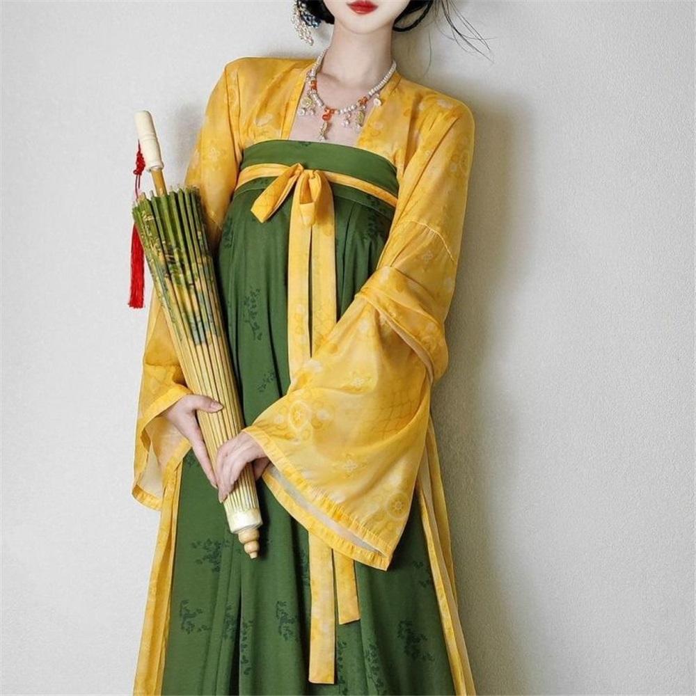 Costume Costum Chinezesc Stil Dinastia Tang Chinezesc Dopamină Zilnică Retro Dintr-o Bucată Fustă Lungă Costum Pentru Femei