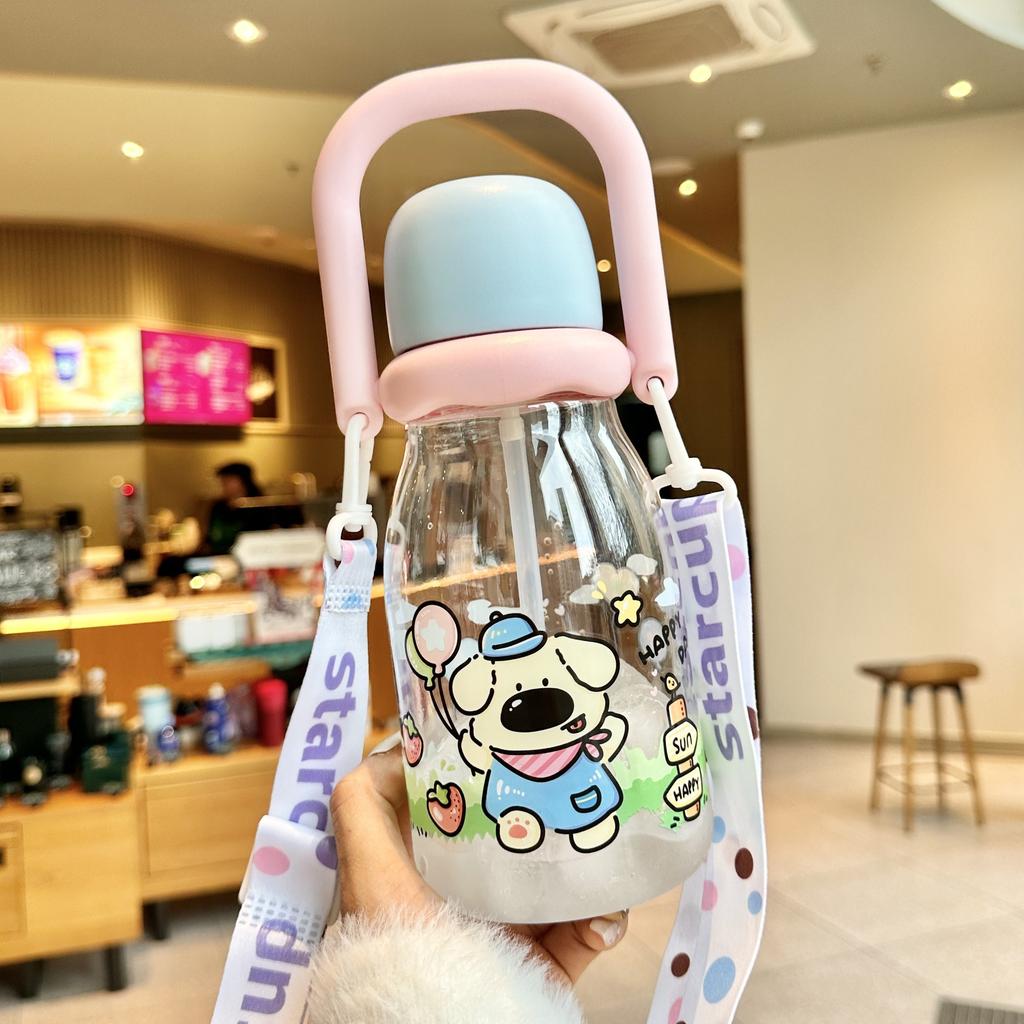 Water bottle summer cartoon children cute cute fun plastic cup high value girls outdoor large capacity sports portable straw cup