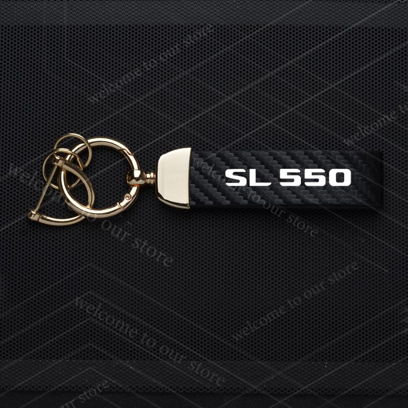 Für Mercedes Benz SL500 SL550 SL600 Logo Emblem Auto Kohlefaser Leder Zinklegierung Schlüsselanhänger Mikrofaser Schlüsselanhänger Geschenk