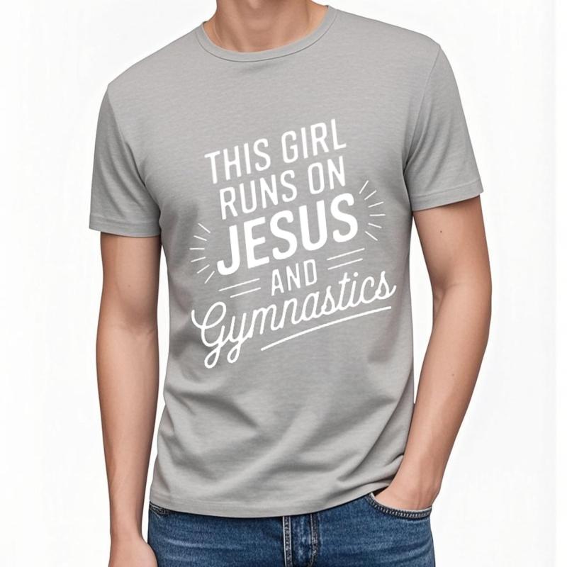 Vintage Tshirt Minimalist Tshirt Breathable Boys Oneck Tshirt Graphic This Girl Runs On Jesus And Gymnastics Minimalist Tops
