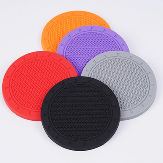 Car Coasters Anti Slip PVC Cup Holder Insert Mats 2.76" Diameter Compact Cup Holders Universal Car Interior Vehicle Accessories