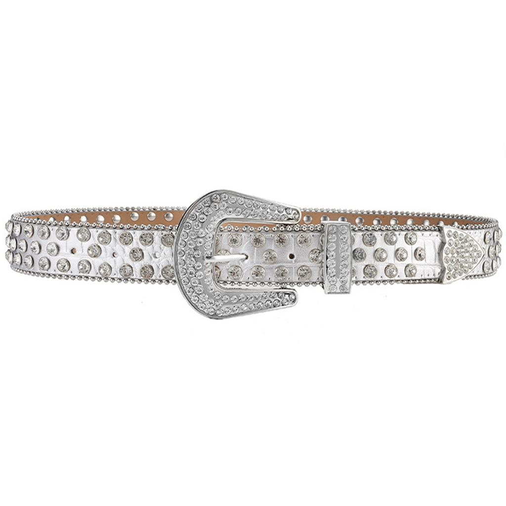 Fashion Rhinestone Belt for Cowgirls Waist Belt Gothic Style Rhinestones Studded PU Belt for Jeans Pants Female Costume