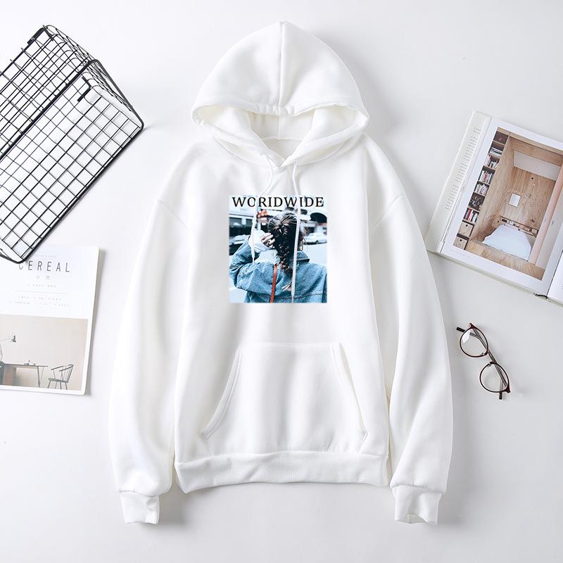 Hettegenser med trykk og lange ermer for kvinner for høsten Dame Løs Casual Hettegenser Pullover Topper