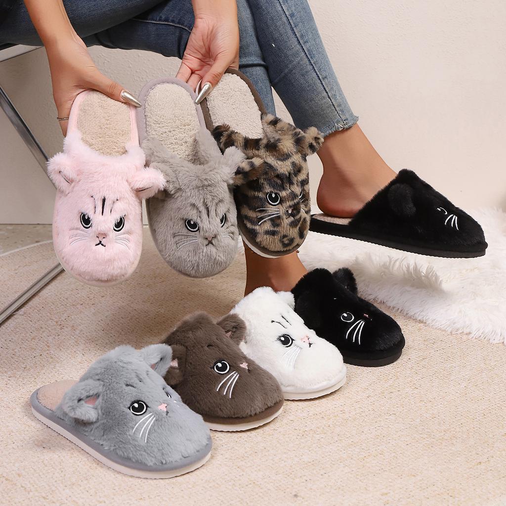 Damen Winterschuhe Warm Indoor Warme und Niedliche Katzen Hausschuhe