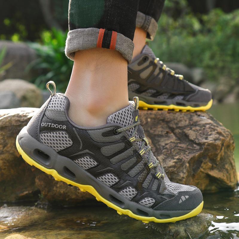 Spring New Outer Wear Breathable Casual Hiking Trendy Shoes Non-slip Thick Mesh Couple Outdoor Shoes