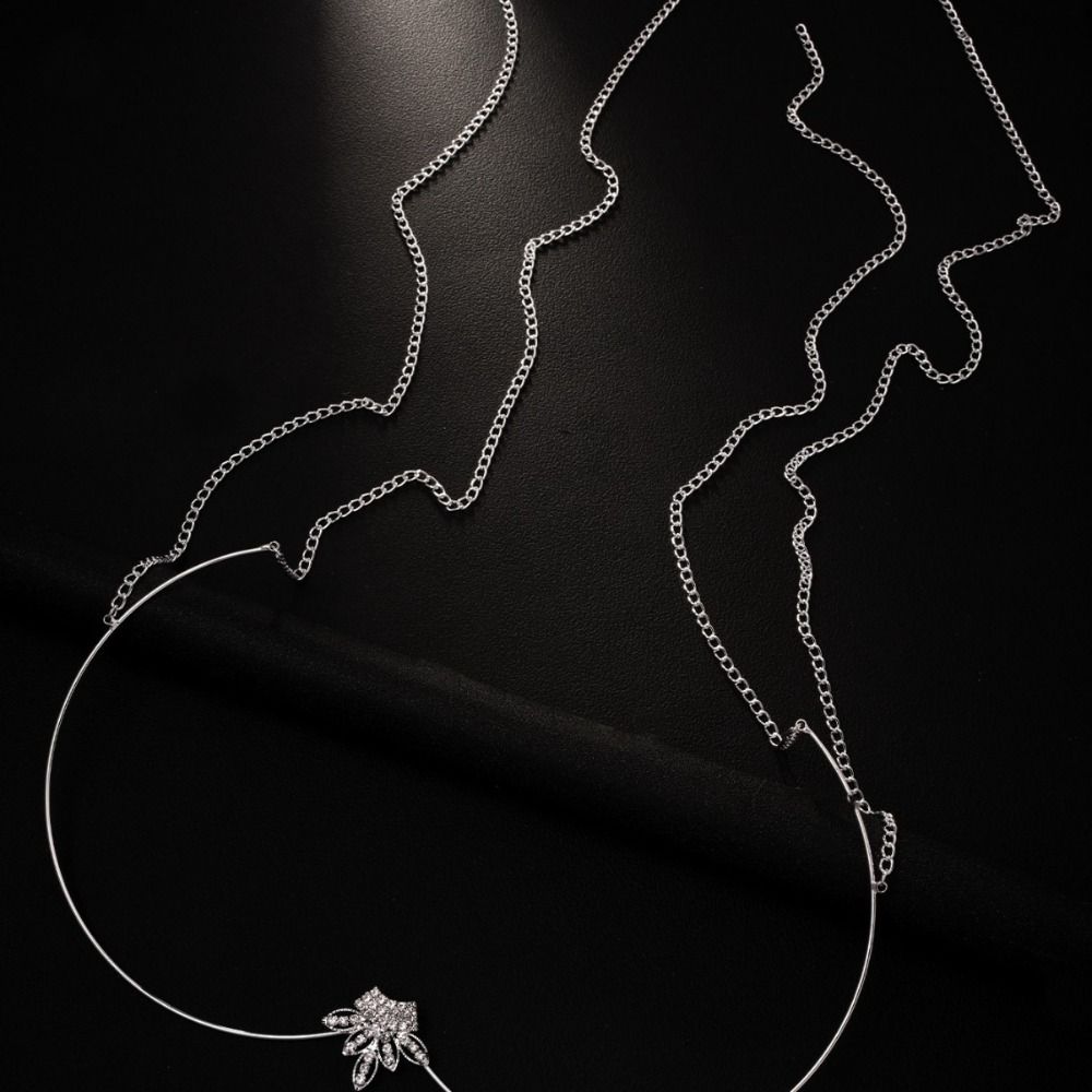 Zircon Leaf Rhinestone Breast Chain Adjustable Bikini Crystal Chain Chest Bracket Chain  Club