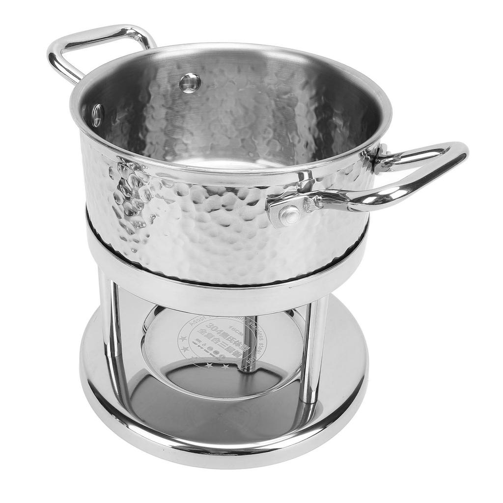 Single Fire Stove 304 Stainless Steel Individual Food Warmer Stove Pan Camping Hot Pot with Lid for