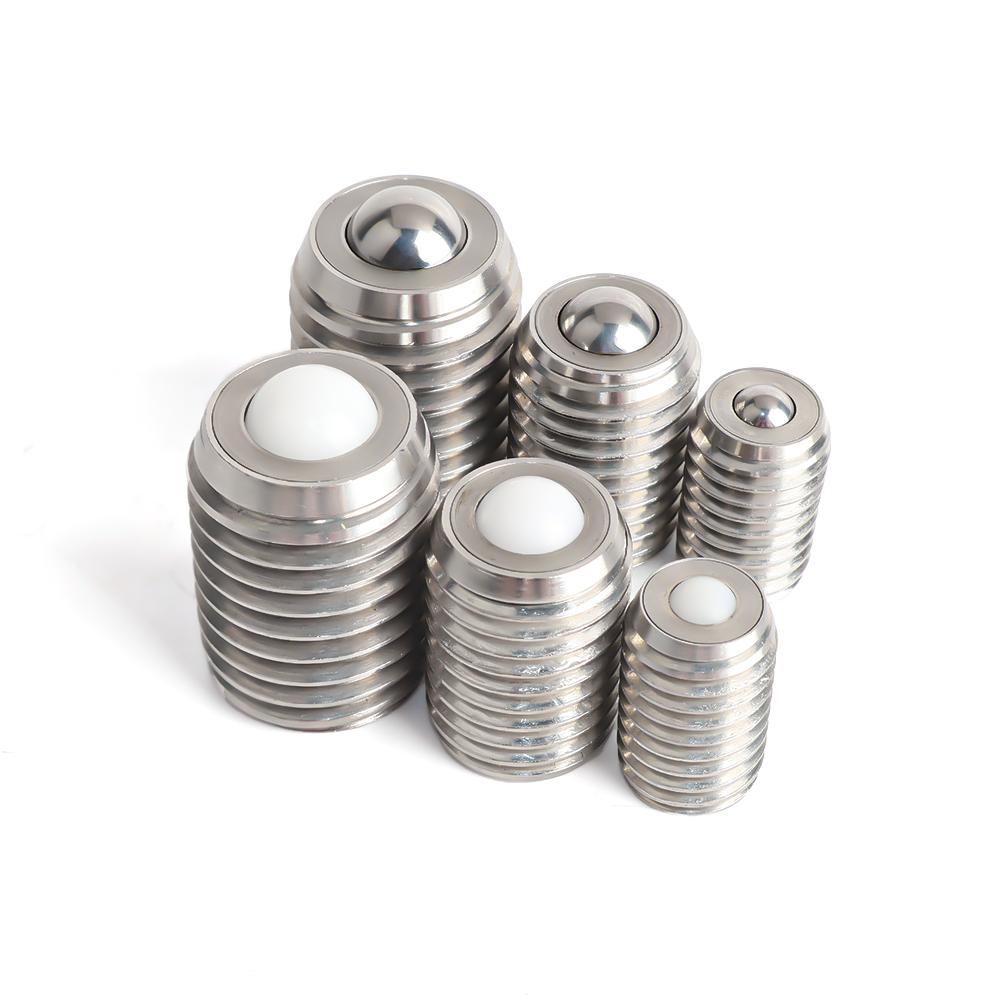 2pcs Conveyor Ball Roller Stainless Steel Ball Transfer Unit Bolt Locating Pin Ball Rollers With Set Screw