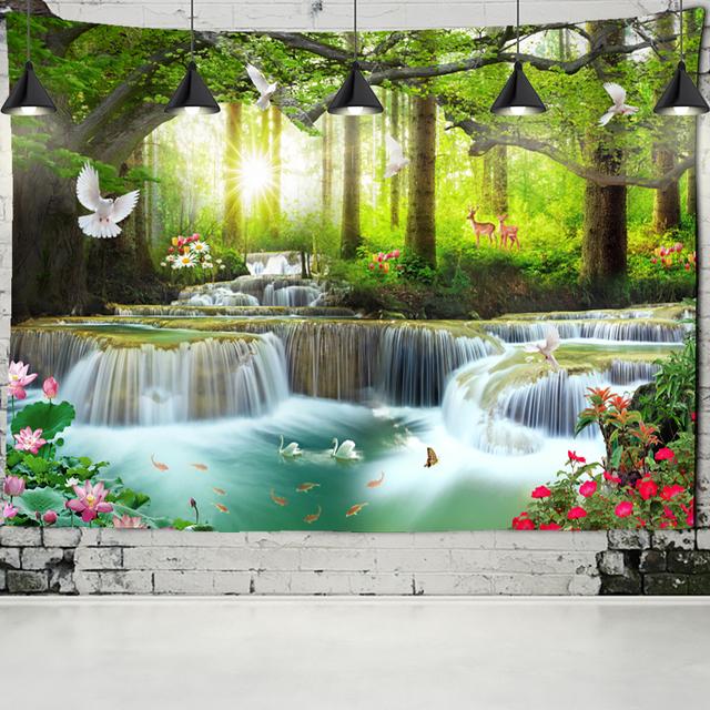 

Водная Занавеска Пещера Водопад Гобелен Настенный Богемный Пейзаж Хиппи Психоделическое Искусство Домашний Декор 230x180cm