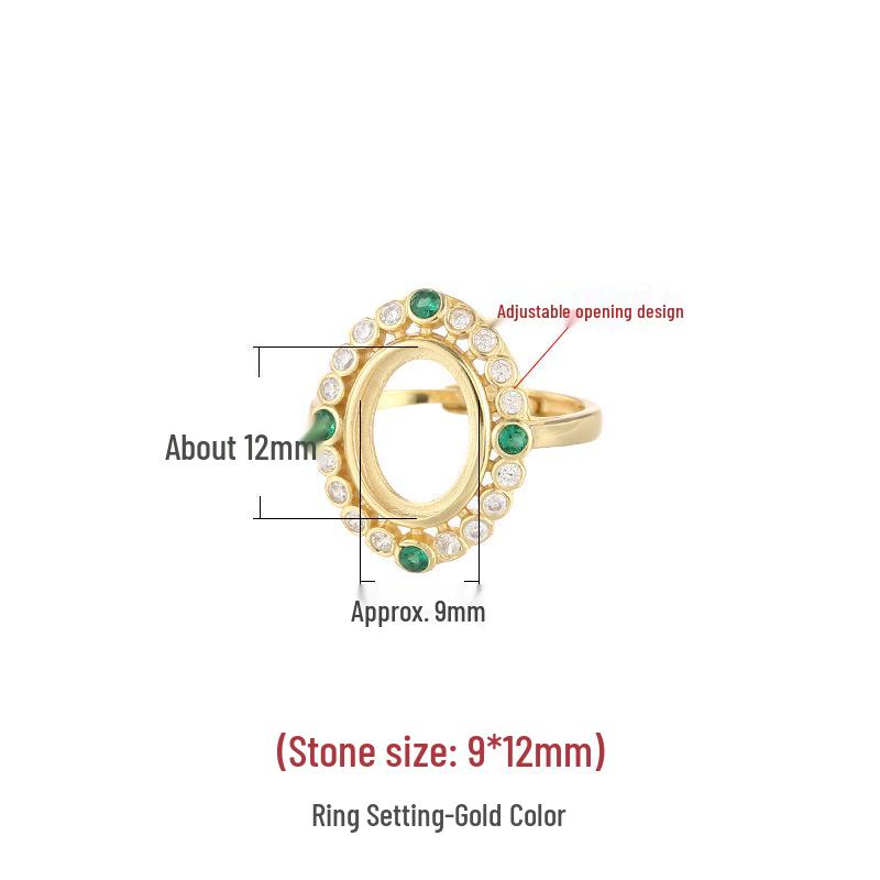 

S925 Sterling Silver Women s Ring with Amber, Turquoise, or Hetian Jade Setting (9x12)