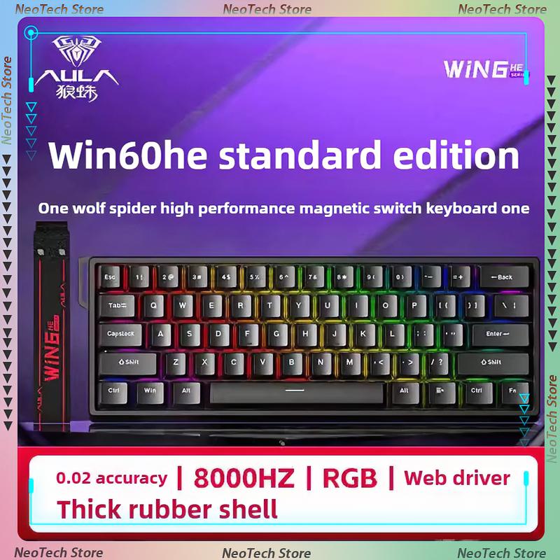 Aula Win60He Magnetic Switch Keyboard Wired Win 60 HE Mechanical Keyboard Esports Gamer Win68 Keyboards Custom Win60 He Gifts