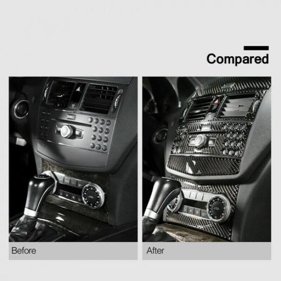 Carbon Fiber Car Central Control panel covers For Mercedes Benz C W204 07-10 LB