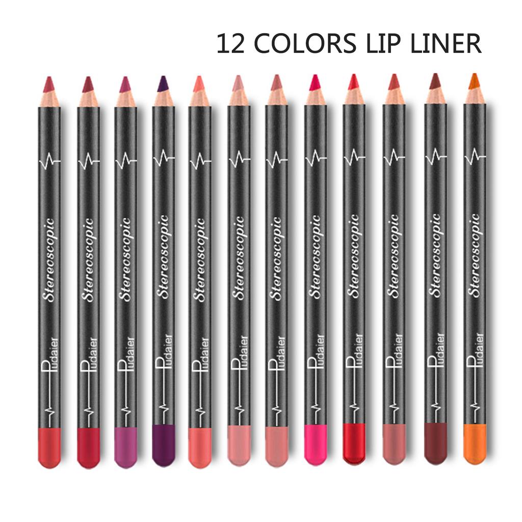 12 Colors Lip Pencil Set Waterproof Long-lasting Lip Liner Matt Lipstick Pen