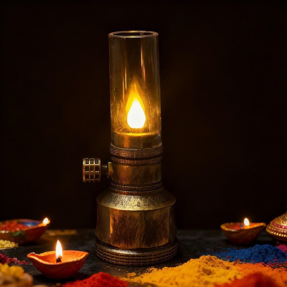 Vintage Battery Operated Electronic Lamp LED Light Clear Flameless Oil Lamp Flameless Candlestick Christmas Light