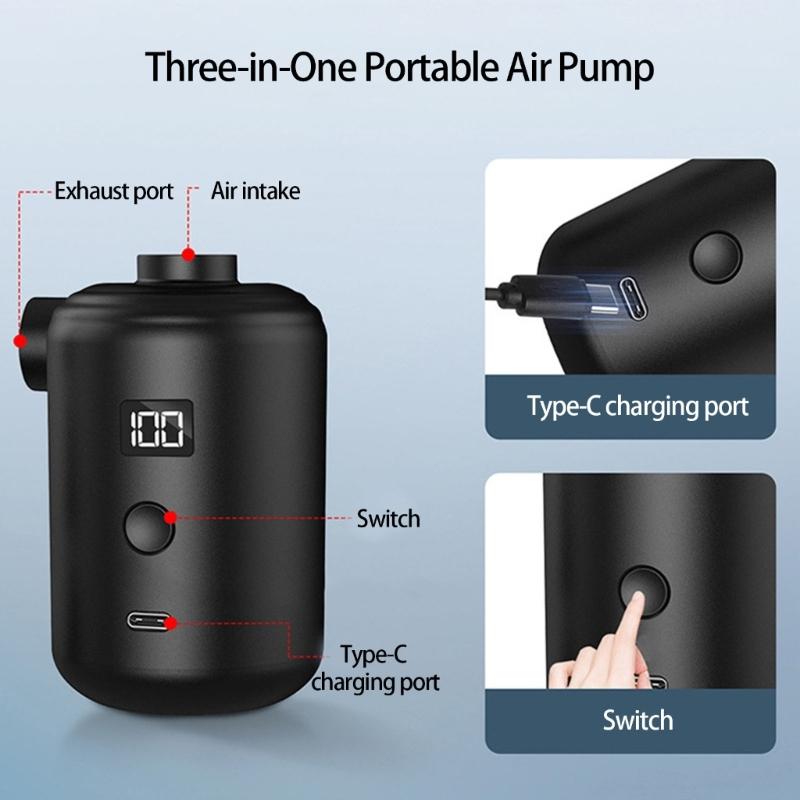 Double Motor Outdoor Air Pumps Compacts Light Weight Camping Light Hook For Inflatable Mattress Pool Rafts