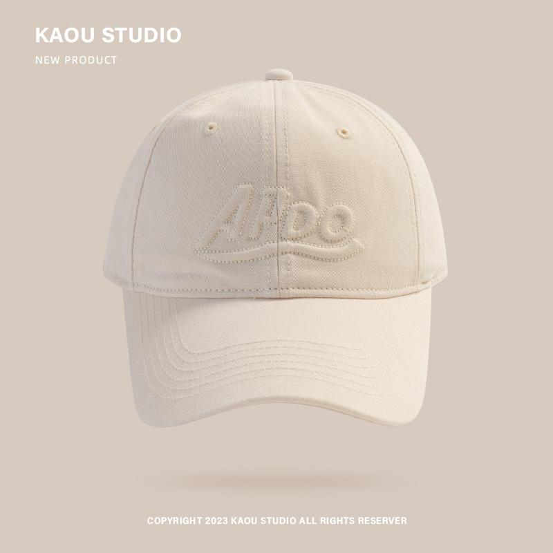 

Hat women s summer sunshade versatile baseball cap version big head circumference deep top hat trendy men s casual embroidery cap adjustable бежевий