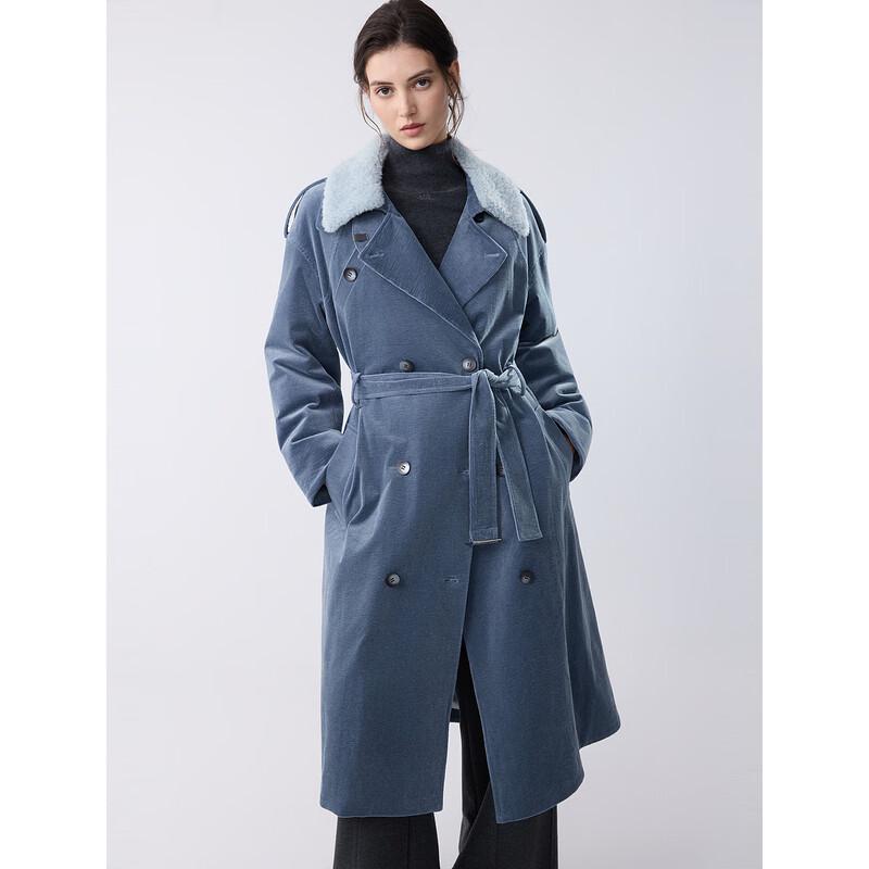 ELLE Women s 90% Down Corduroy Lapel Long Winter Jacket L