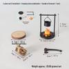 Miniature Outdoor Bonfire with Water Boiling Pot and Hanging Stove for Dollhouse Camping or Christmas Scene Decor