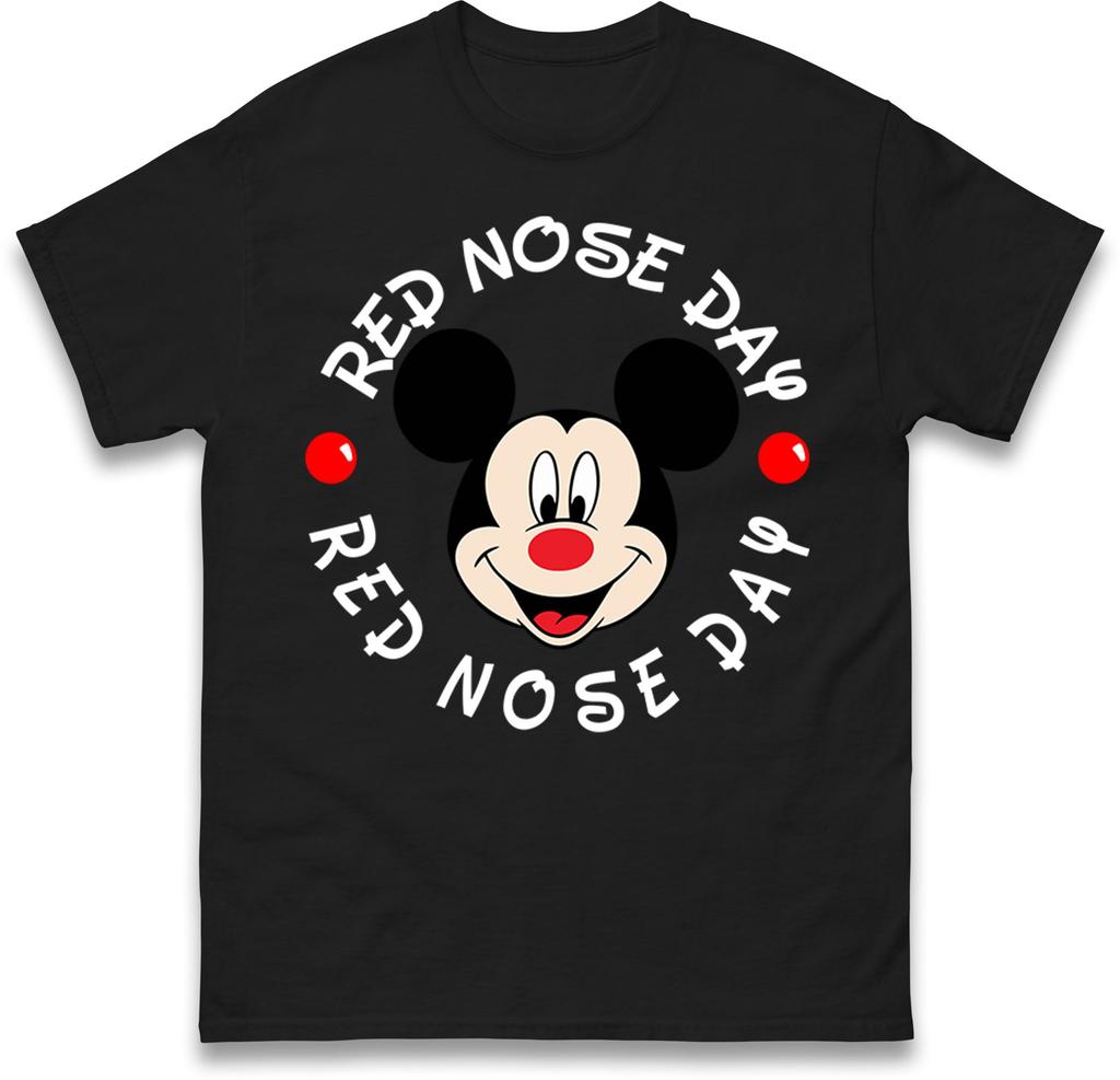Mickey Mouse Face Red Nose Day Mens T Shirt Womens Tops Tees