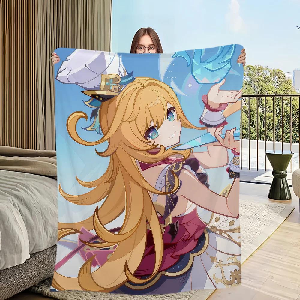 Warm Plush Throw Blanket Soft Flannel for Sofa Bedroom Office Travel Perfect Gift for Game Room and Genshin Fans
