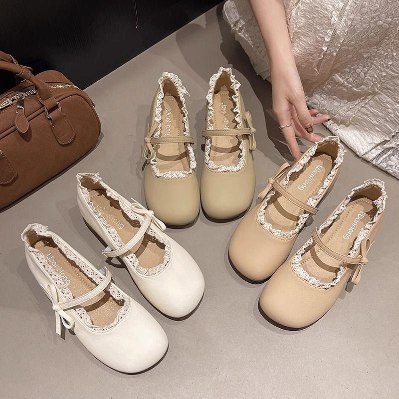 French low-heeled Mary Jane shoes shallow mouth small leather shoes women's 2025 new spring and summer gentle wind grandma shoes single shoes women