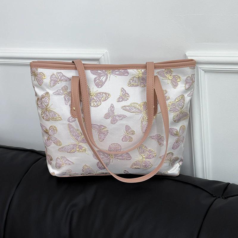 

Китайская сумка-бабочка из ПУ кожи через плечо для женщин, большая вместительная сумка под мышкой, элегантная повседневная сумка-сатчел, сумочка 28x9x27cm розовый