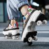 Transformable Dual-Use Roller Skates: 4-Wheel To Inline, Ice, & Walking Shoes