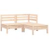 3 Piece Garden Lounge Set with Grey Cushions Solid Pine Wood