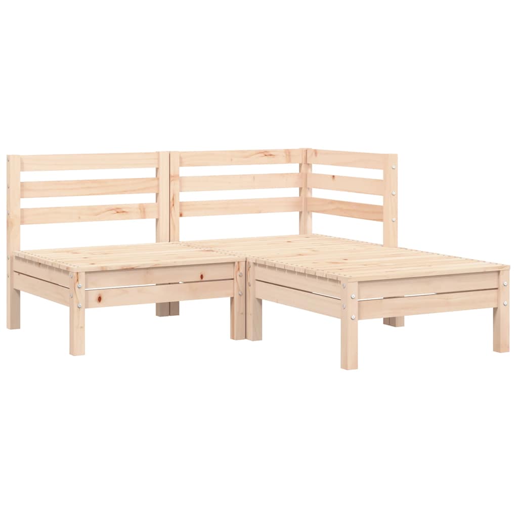 3 Piece Garden Lounge Set with Grey Cushions Solid Pine Wood