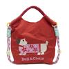 High round embroidered shopping bag, nylon waterproof tote bag, environmentally friendly folding portable shoulder bag.