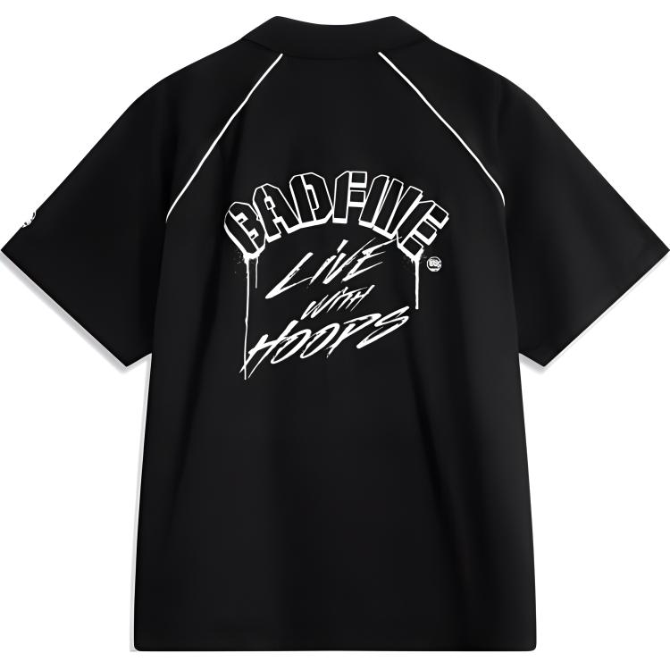 Li Ning Basketball Series Sports Casual Simple Short Sleeve Shirt Men shirts Black ASHU415-1