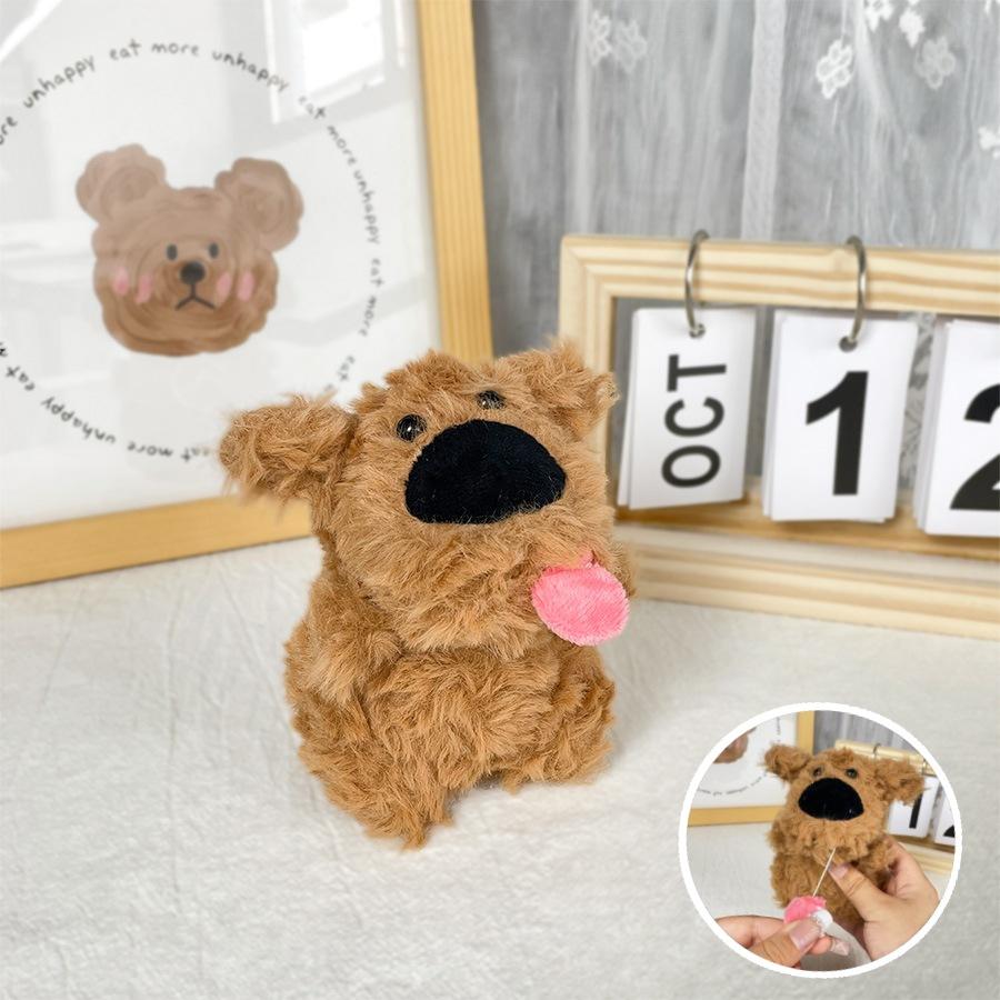 Pulling Thread Puppy Doll Plush Pendant Cute Pull Rope Retracted Tongue Dog Doll School Bag Pendant Birthday Gift