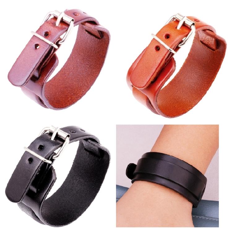 Modern Punk Leather Wristband Double Layer Wrist Strap Adjustable Closure Bracelet Wristler Jewelry
