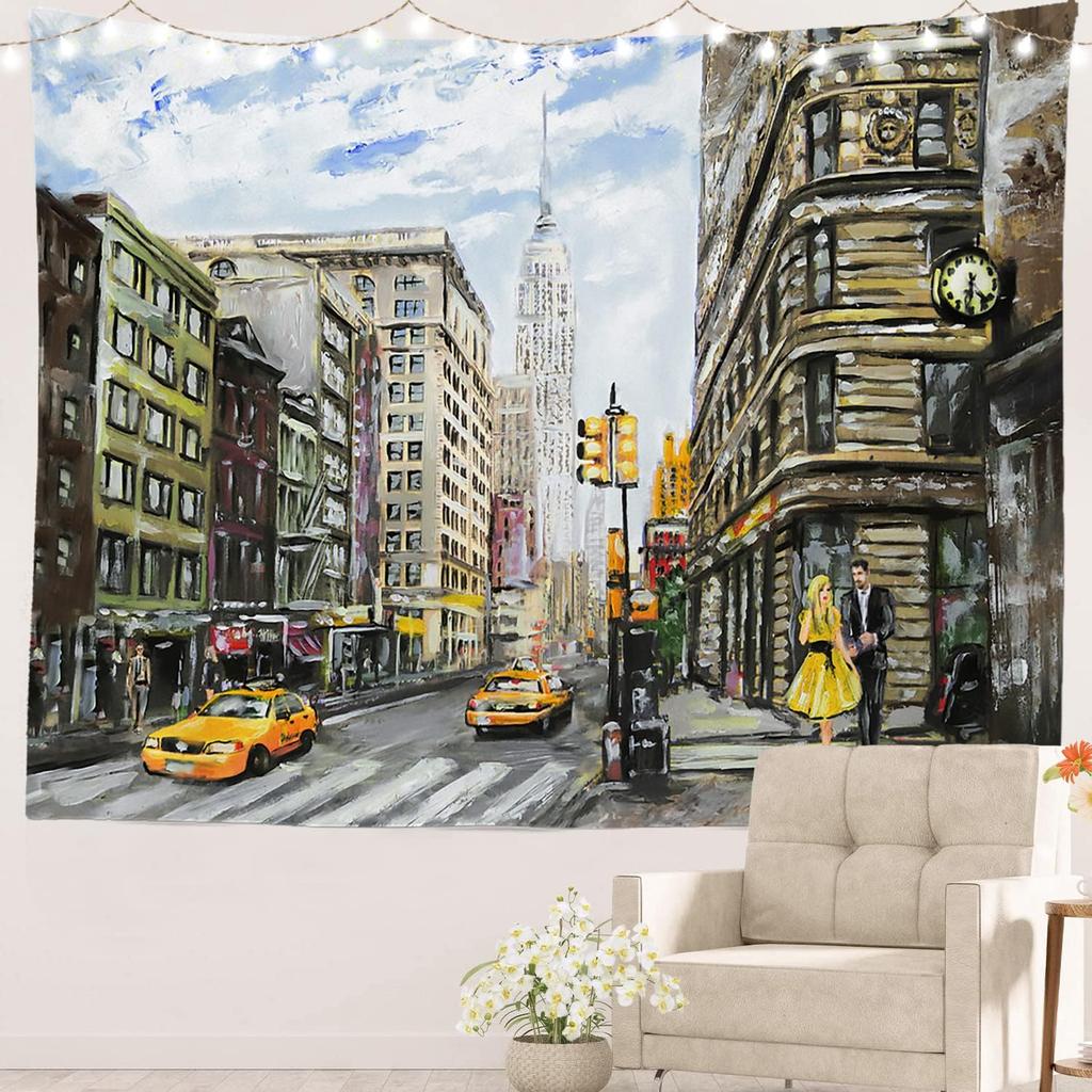 Black and White England Landmark Picnic Mat Hippie Trippy Tapestry Wall Art Meditation Decor for Bedroom Living Room Dorm, Red