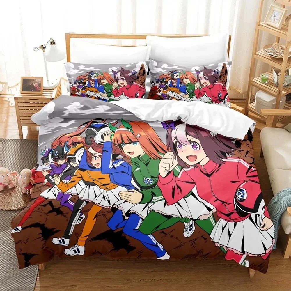 Kawaii Pretty Derby Bedding Set Single Twin Full Queen King Size Bed Set Adult Kid Bedroom Duvet Cover Sets 3D Print Anime Bed