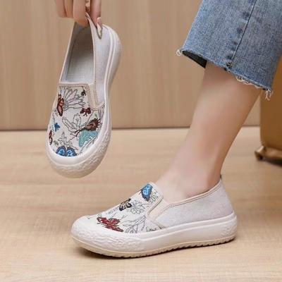 Old Beijing Cloth Shoes Summer New Women's Flat-soled Canvas Casual Fashion Student High-heeled Soft-soled Ethnic Style Shoes